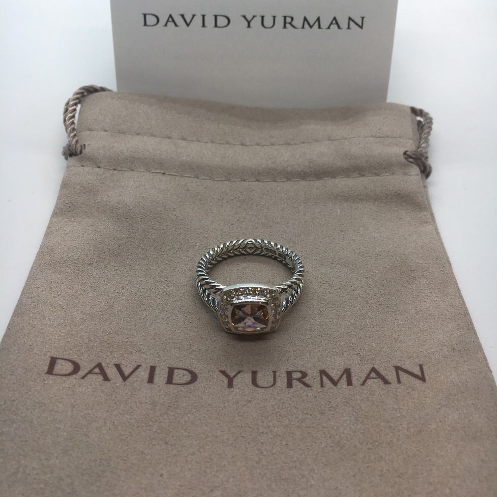 David Yurman Morganite Petite Albion RIng Size 7